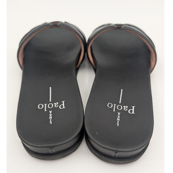 Linea Paolo Rosalie Open Toe Flat Sandals Women's Leather Black Size US7M EU38 - Picture 4 of 10